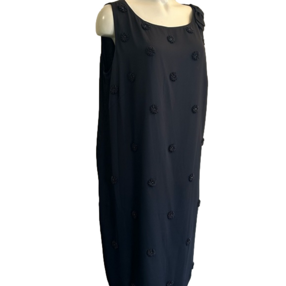 RSVP by TALBOTS black sleeveless beaded evening shirt dress SZ 14W NWT